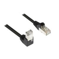 Patchkabel, Cat. 5e, F/UTP, 1x 90&#176 RJ45 Stecker (Rastnase oben)/ 1x gerade, schwarz, 2m, Good Connections® (805S-020EWI)