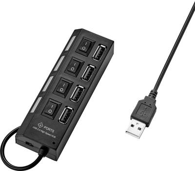 Renkforce RF-3374940 Schnittstellen-Hub USB 2.0 480 Mbit/s Schwarz (RF-3374940)