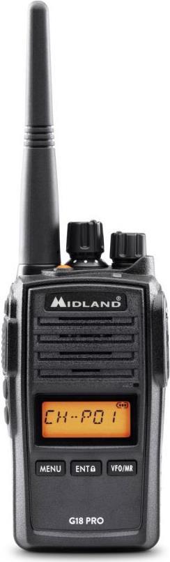 Midland G18 Pro Funksprechgerät 99 Kanäle 446.00625 - 446.19375 MHz Schwarz (C1145.02)