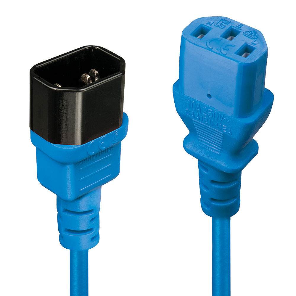 Lindy Stromverlängerungskabel IEC C13 an C14 1 m Blau