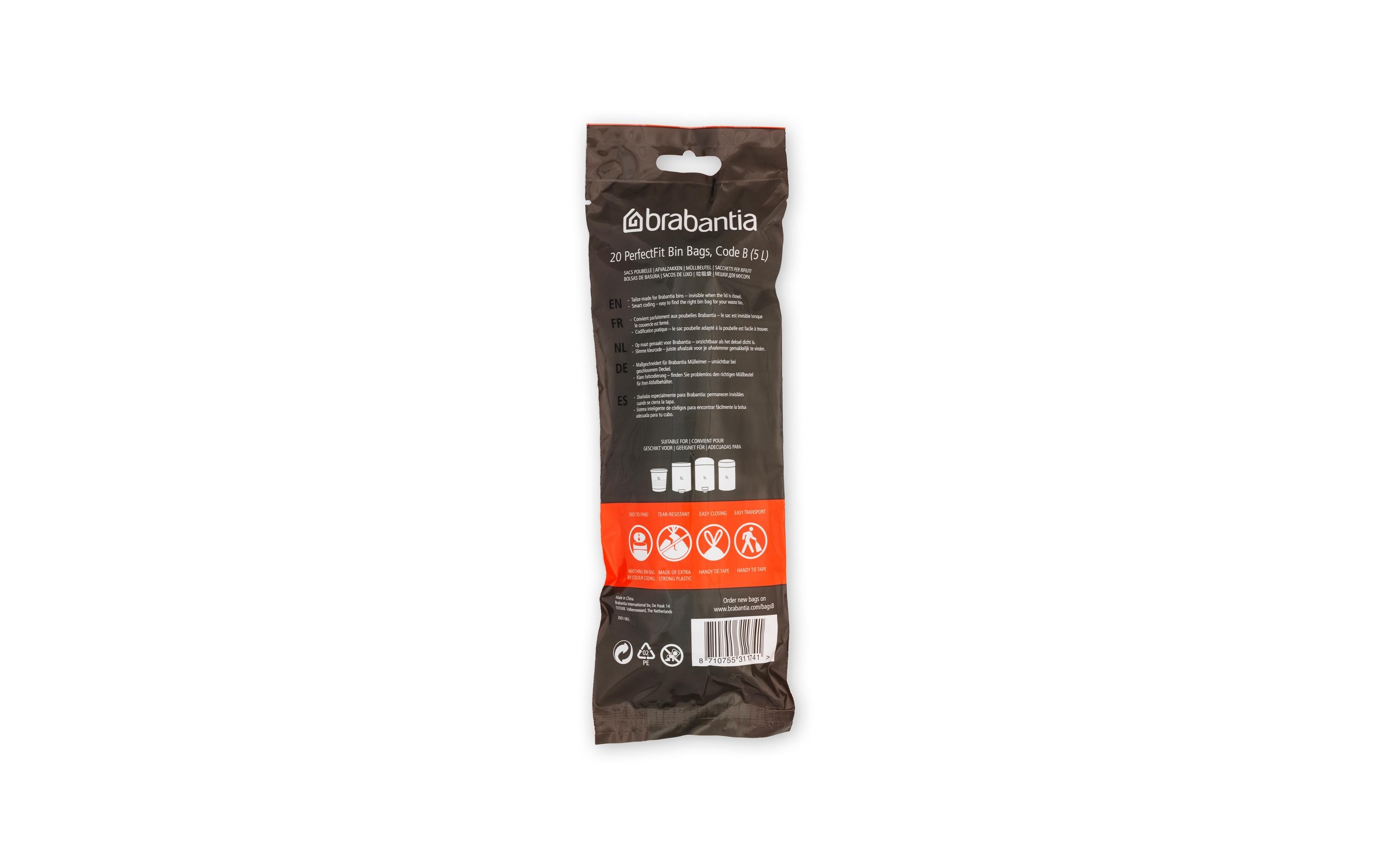 Brabantia Size B Mülleimerbeutel 5 l 20 Stück Weiß
