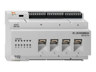 Rutenbeck SR 10TX GB PoE Gigabit-Switch 10 Ports PoE+ REG-Montage Hellgrau, RAL 7035