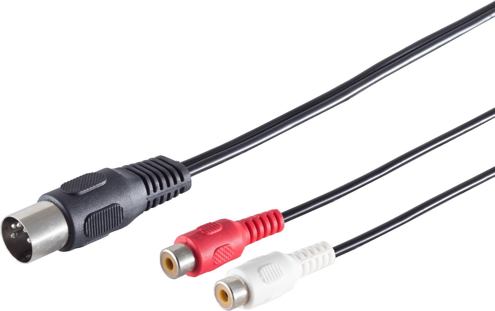 S/CONN maximum connectivity Diodenkabel-DIN Verlängerung-Diodenstecker 5-pol. auf 2 Cinchkupplungen, Belegung 1/4, Aufnahme, 0,2m (10211)