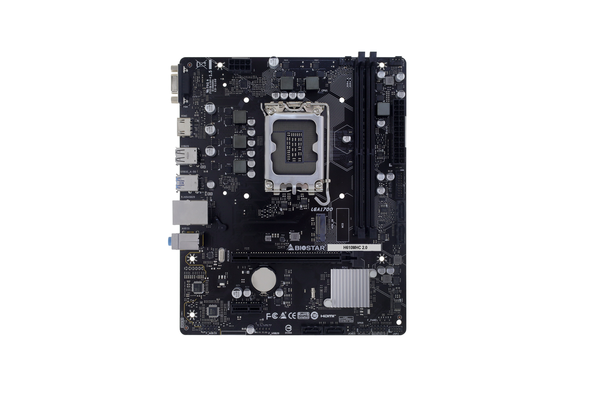 Biostar H610MHC 2.0 Mainboard Intel H610 LGA 1700 micro ATX DDR4 Schwarz