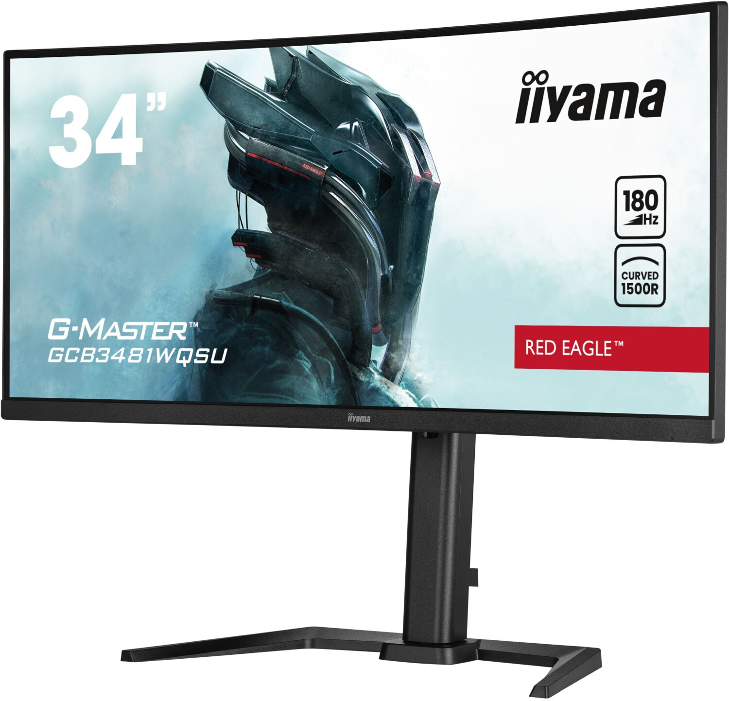 Iiyama G-Master GCB3481WQSU-B1 - 34 Zoll  3.440 x 1.440 Pixel  180 Hz  VA  21:9  Reaktionszeit 4 ms  4.000:1  Helligkeit 500 cd/m²  1.500 R  HDMI  Display Port  mit Lautsprecher [Energieklasse G] (GCB3481WQSU-B1)