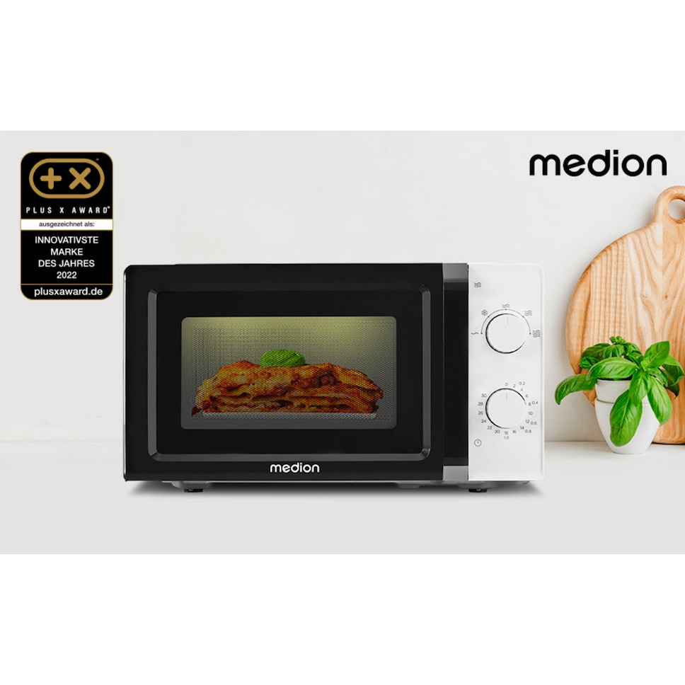 Medion MD 11475 Mikrowelle 20 l 700 W Schwarz, Weiß
