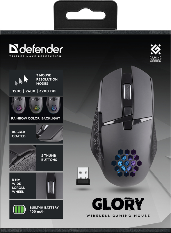 Defender GLORY GM-514 Gaming-Maus rechts kabellos optisch 3200 DPI Schwarz