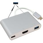 Helos Dockingstation, USB 3.1 Type-C St/3xUSB/HDMI/Type-C Bu, PREMIUM 4K, silber USB Type-C™ Dockingstation mit USB 3.1 Type-C Stecker/3xUSB 3.0/HDMI/Type-C Buchse , PREMIUM , TPE Außenmantel - hochflexibel , Aluminium-Gehäuse , CE-zertifiziert , ULTRA HD 4K , vergoldete Kontakte , ROHS 2.0 und REACH-konform , Farbe: silber (288389)