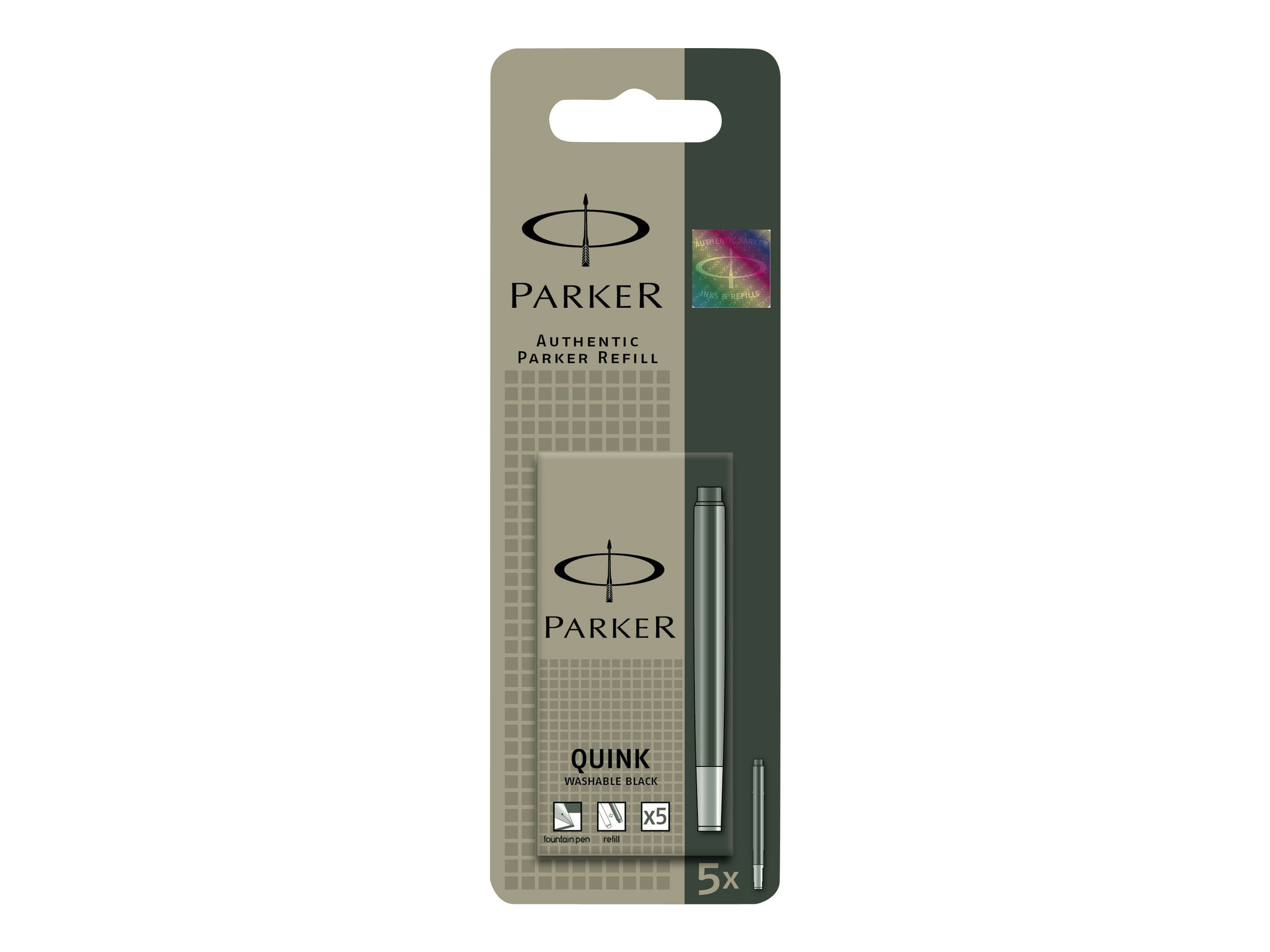 PARKER Quink Großraum-Tintenpatronen, 5er-Pack, Schwarz Permanent