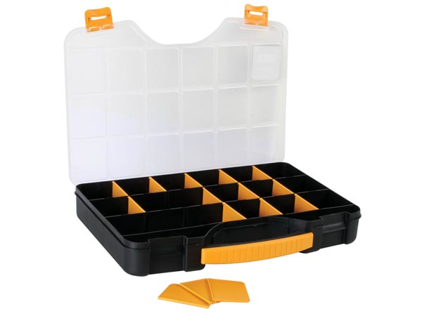 Velleman Perel OMR18 Sortimentskasten 20 Fächer 420 x 305 x 61 mm Schwarz, Orange