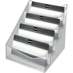 helit 4-fach Visitenkartenständer "the helpdesk" glasklar Material: Polysterol, glasklar, Fachtiefe: 20 mm, - 1 Stück (H2350802)