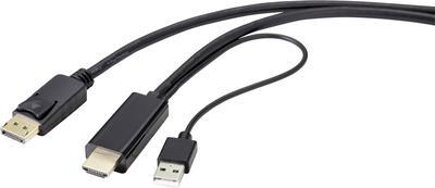 Renkforce RF-4600632 Videokabel-Adapter 2 m HDMI Typ A (Standard) DisplayPort + USB Type-A Schwarz (RF-4600632)