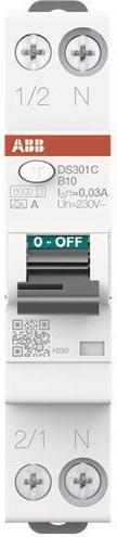 ABB DS301CA-B10/0,03 FI/LS-Schalter 6kA 1P+N Typ A B10 30mA (2CSR255163R1105)