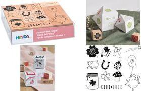 HEYDA Motivstempel-Set "Glück", in Klarsicht-Box Holzstempel sortiert in unterschiedlichen Größen / Motiven, - 1 Stück (204888666)