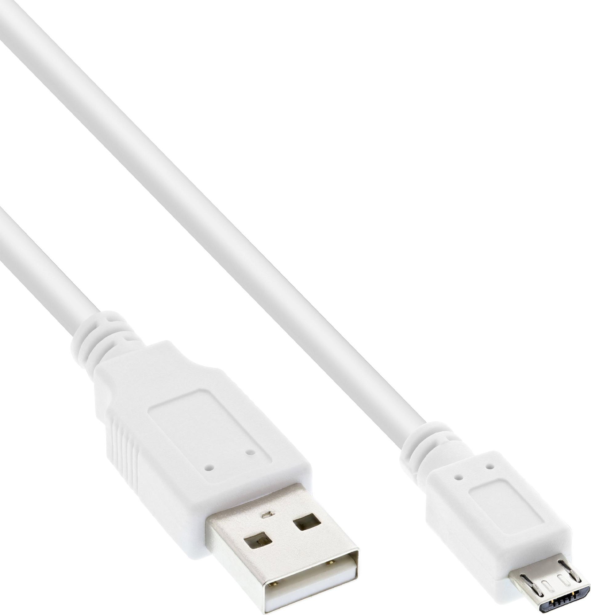 InLine Micro-USB 2.0 Kabel USB-A Stecker an Micro-B Stecker 1,5 m Weiß