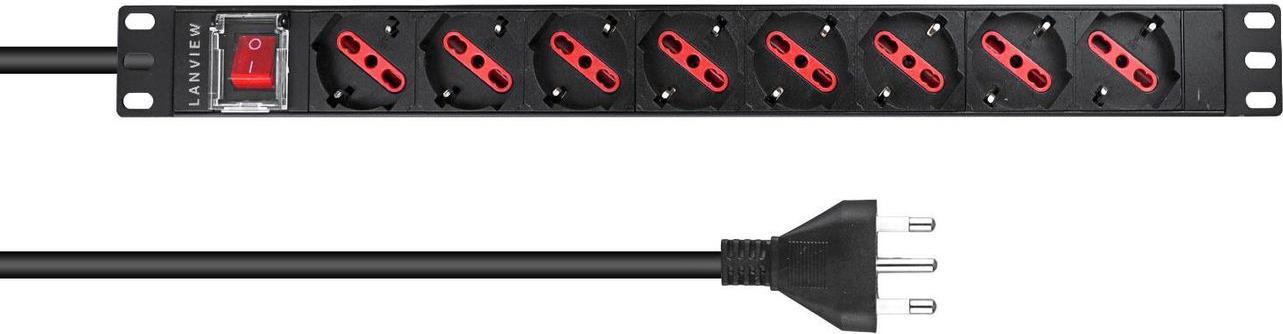 Lanview LVR-2MIT-SW-IT8 Stromverteilereinheit (PDU) 1U Schwarz (LVR-2MIT-SW-IT8)
