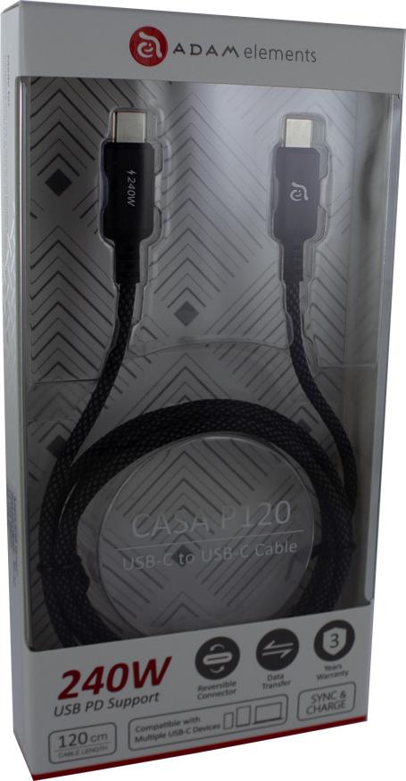 Adam Cotton 240W USB-C Ladekabel 1.2m Schwarz (ACBADP200BK)