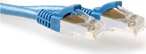 ACT Blue 0.5 meter SFTP CAT6A patch cable snagless with RJ45 connectors. Cat6a s/ftp snagless bu 0.50m (FB6600)