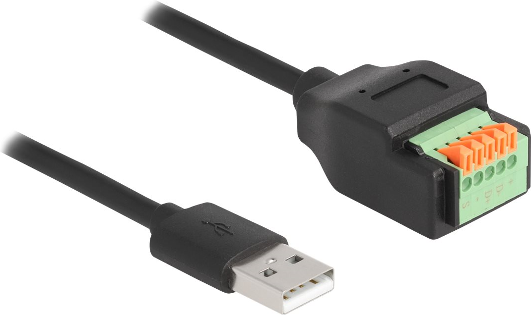 Delock USB 2.0 Kabel Typ-A Stecker zu Terminalblock Adapter mit Drucktaster 15 cm (66061)