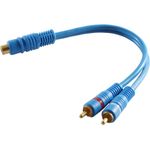 S/CONN maximum connectivity Cinch Verlängerung Kabel-Cinchkupplung auf 2 Cinchstecker, doppelt geschirmt, blau 0,2m (40053)