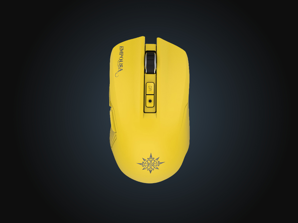 INCA Gaming Maus RGB 7200 DPI 7 Tasten Bluetooth USB-C Gelb