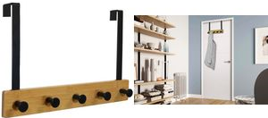 UNiLUX Türgarderobe KARAKO, 5 Haken, schwarz / bambus aus natürlichem Bambus und schwarzem rostfreiem Stahl - 1 Stück (400168619)