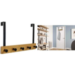 UNiLUX Türgarderobe KARAKO, 5 Haken, schwarz / bambus aus natürlichem Bambus und schwarzem rostfreiem Stahl - 1 Stück (400168619)