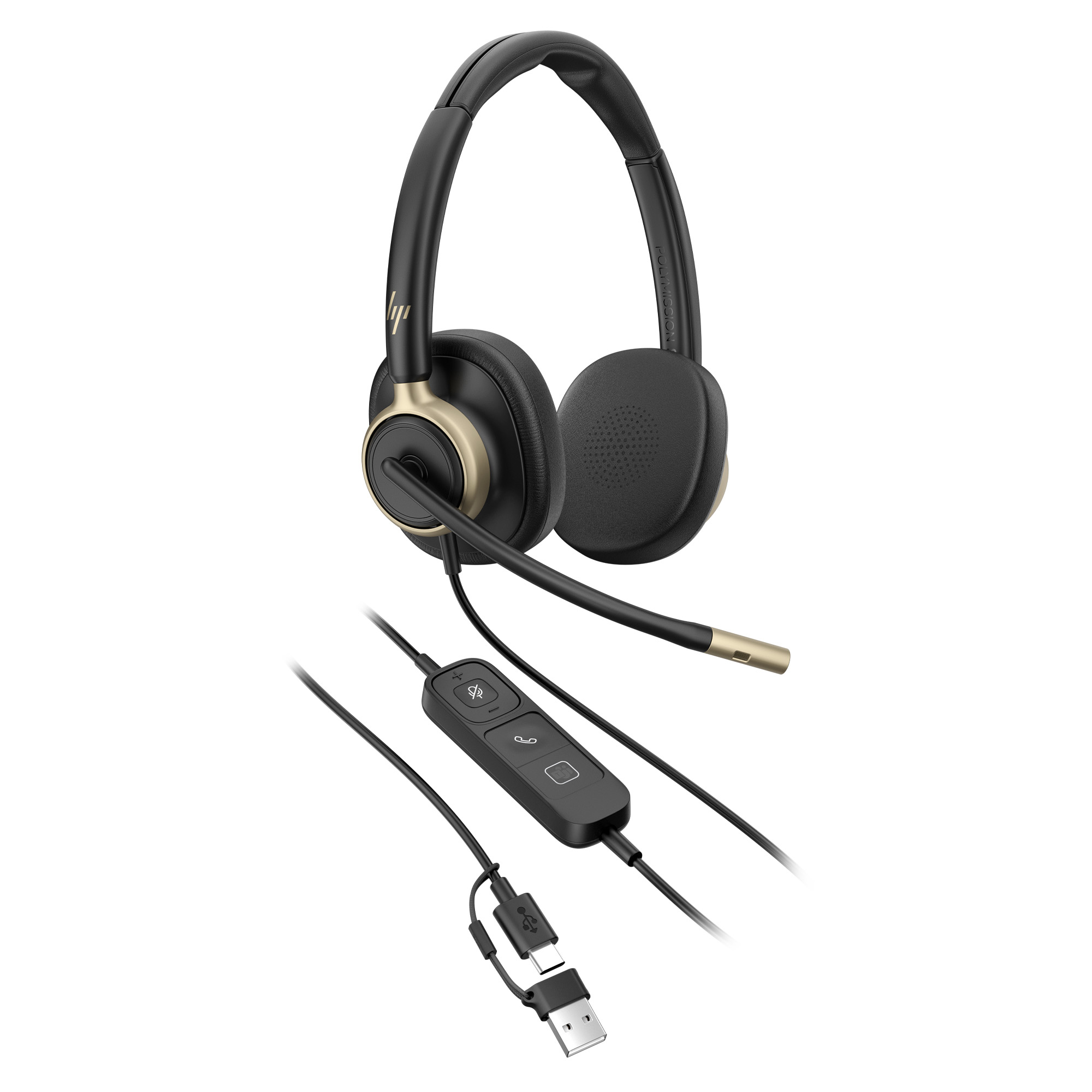HP Poly Mission 815 On-Ear USB Headset Schwarz