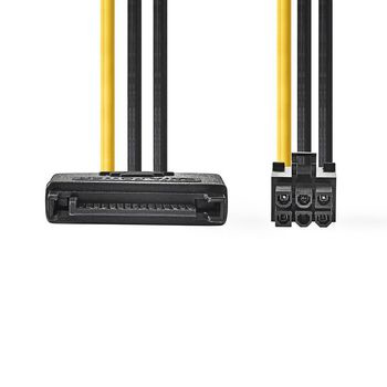 Nedis Stromadapterkabel 6-Pin PCIe Buchse auf SATA 15-Pin Stecker 0,15 m Schwarz/Gelb