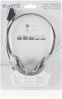 Ewent EW3567 Kopfband Binaural Verkabelt Schwarz Mobiles Headset (EW3567)