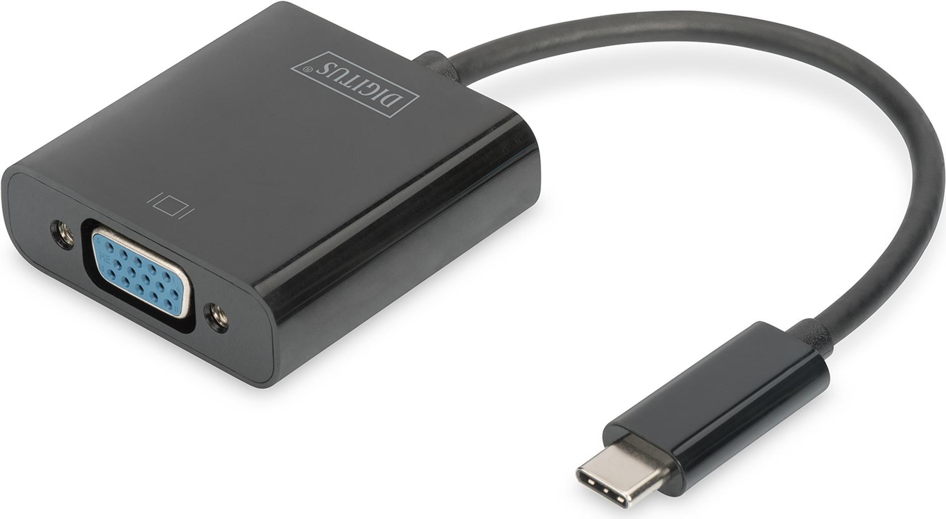 Digitus DA-70853 USB-C auf VGA Adapter Full HD 1080p Schwarz