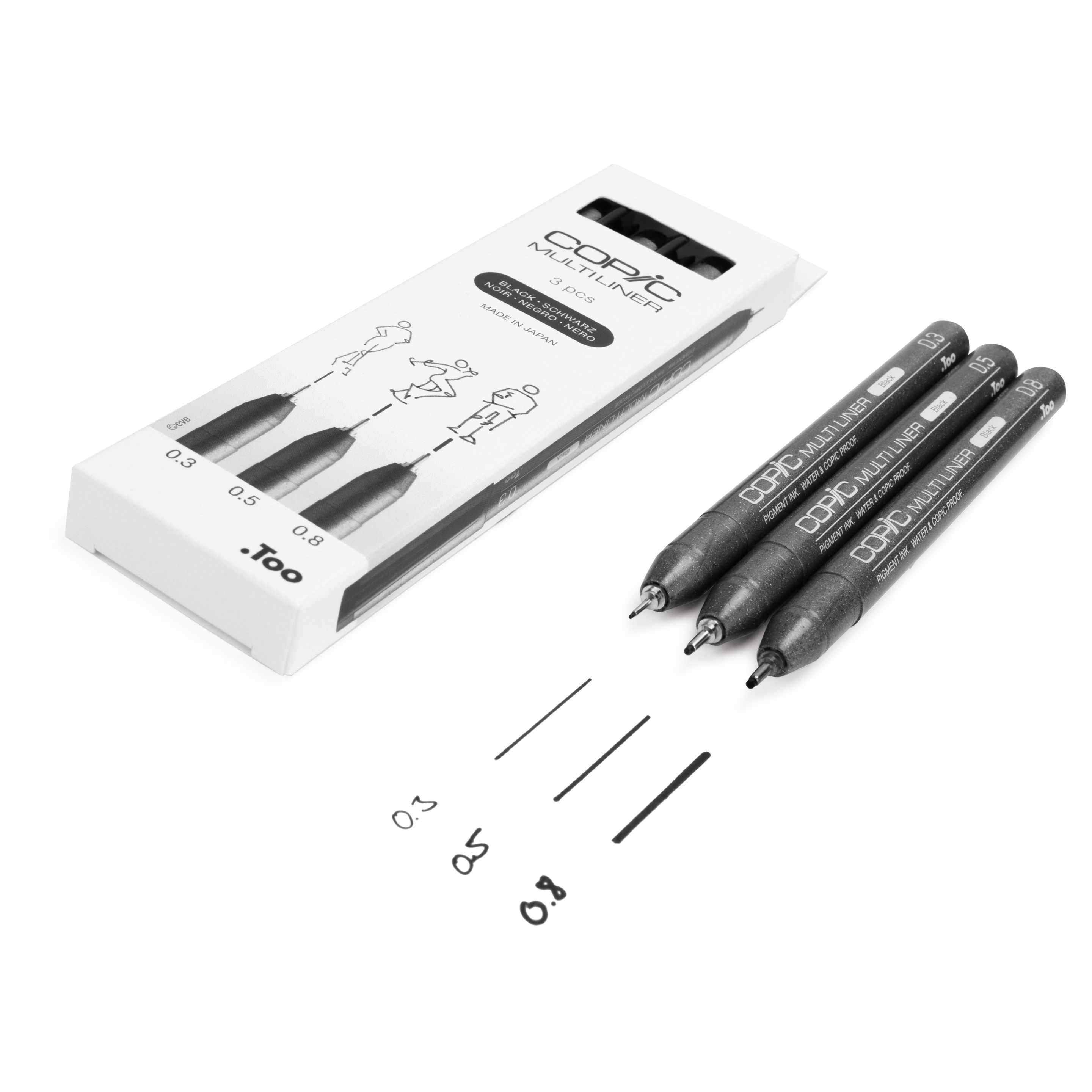 COPIC Multiliner Fineliner Set 0.3 + 0.5 + 0.8 mm 3 St. Schwarz
