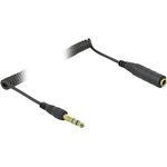 Delock Spiralkabel Verlängerung 6,35 mm 3 Pin Klinkenstecker zu Klinkenbuchse 2 m schwarz (85938)