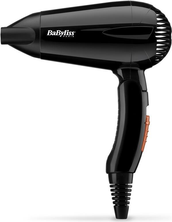 Babyliss 5344E Travel Dry 2000 Faltbarer, Leichter Reisehaartrockner Schwarz (5344E)