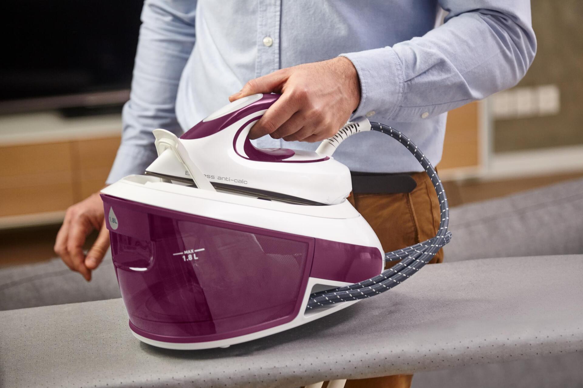 Tefal Express Anti-Calc SV8054 Dampfbügelstation 2800 W 1,8 l Durilium Airglide White/Violet