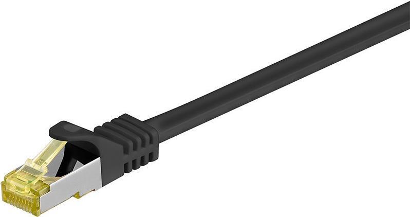 DSIT RJ45 Netzwerkkabel S/FTP (PiMF), mitCat.7 Rohkabel, Schwarz, 0,25m (DC-70-002)