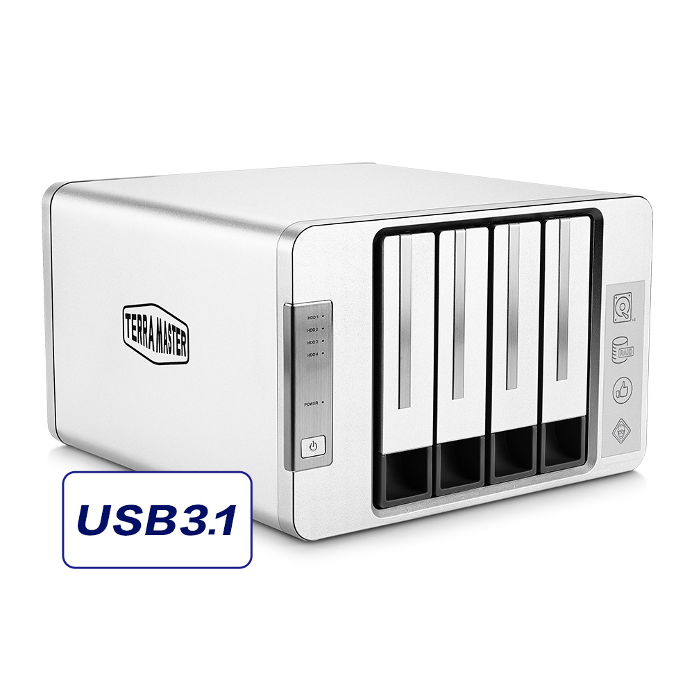 TerraMaster D4-300 4-Bay Disk-Array Desktop USB 3.2 Gen 2 Type-C Grau