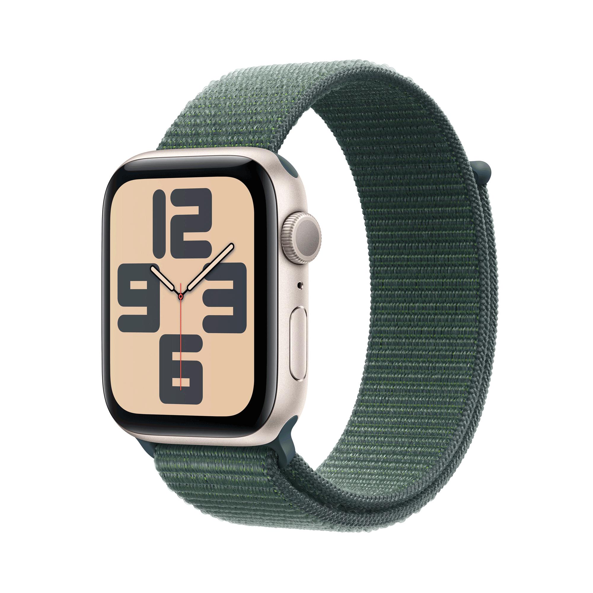 Apple Watch SE GPS 44mm Starlight Aluminium Case mit Lake Green Sport Band (MXEW3QF/A)