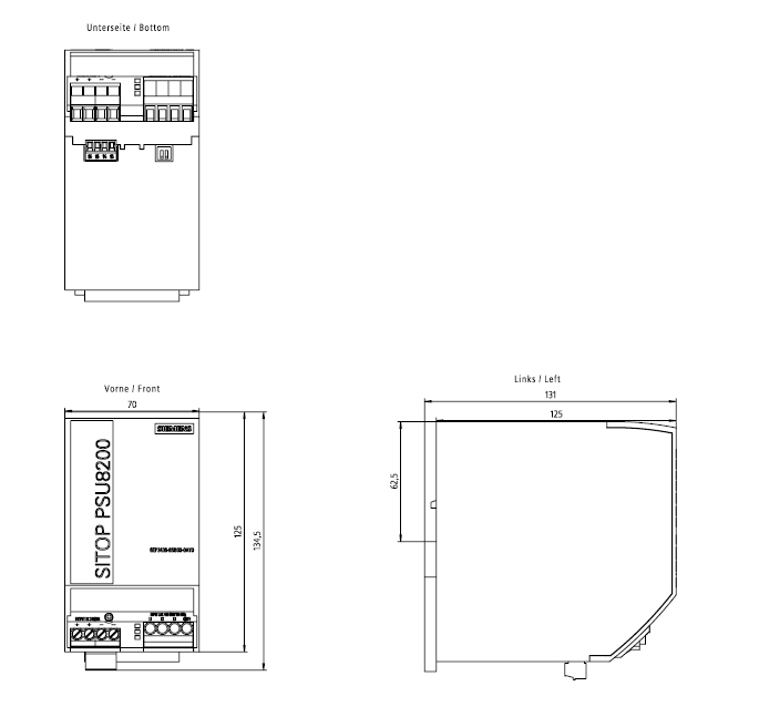 Siemens SITOP PSU8200 3AC 24 V DC 20A Rack-Netzteil Mehrfarbig