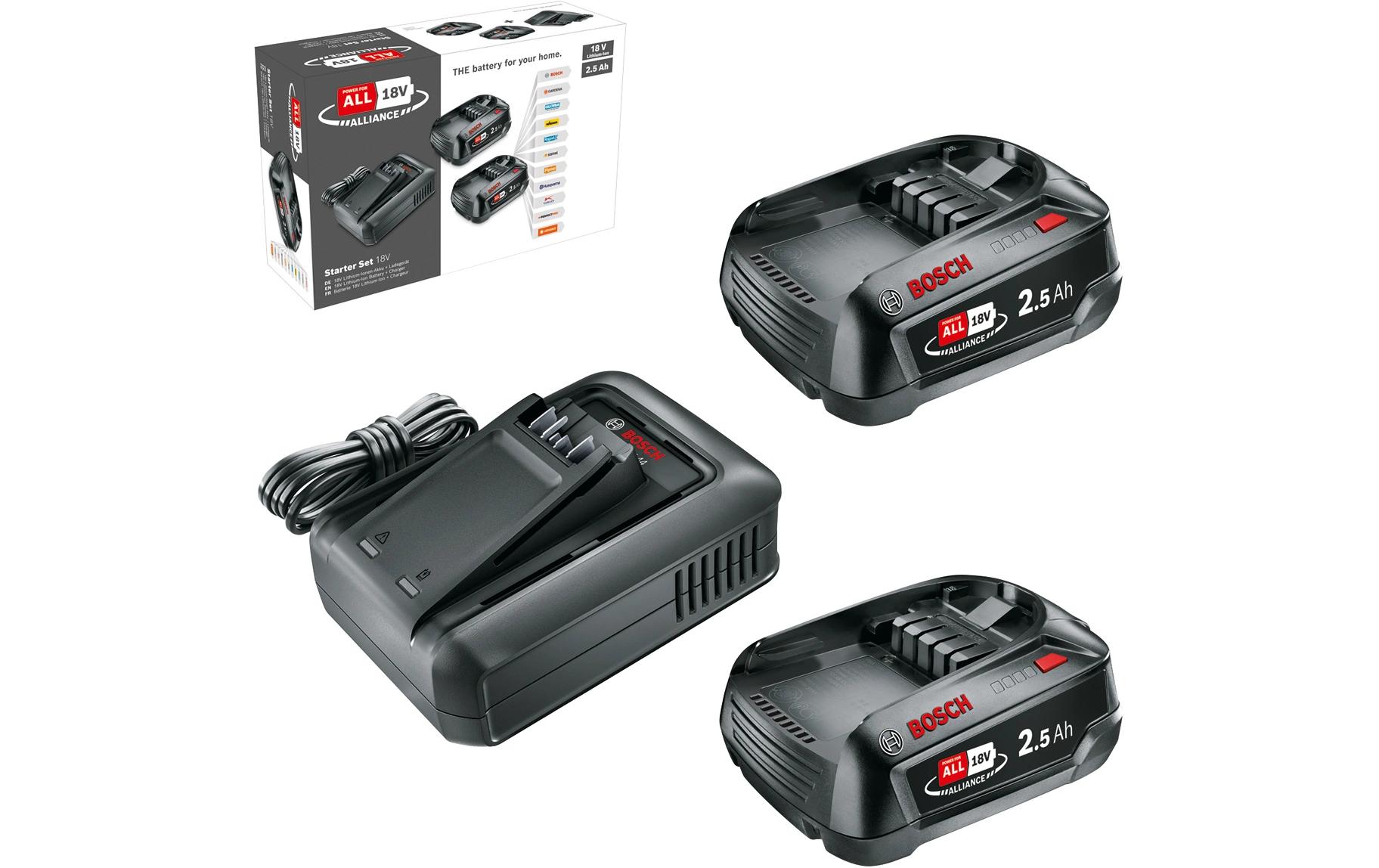 Bosch Akku Starterset 18 V 2 x 2.5 Ah + AL 18 V-44 Schwarz