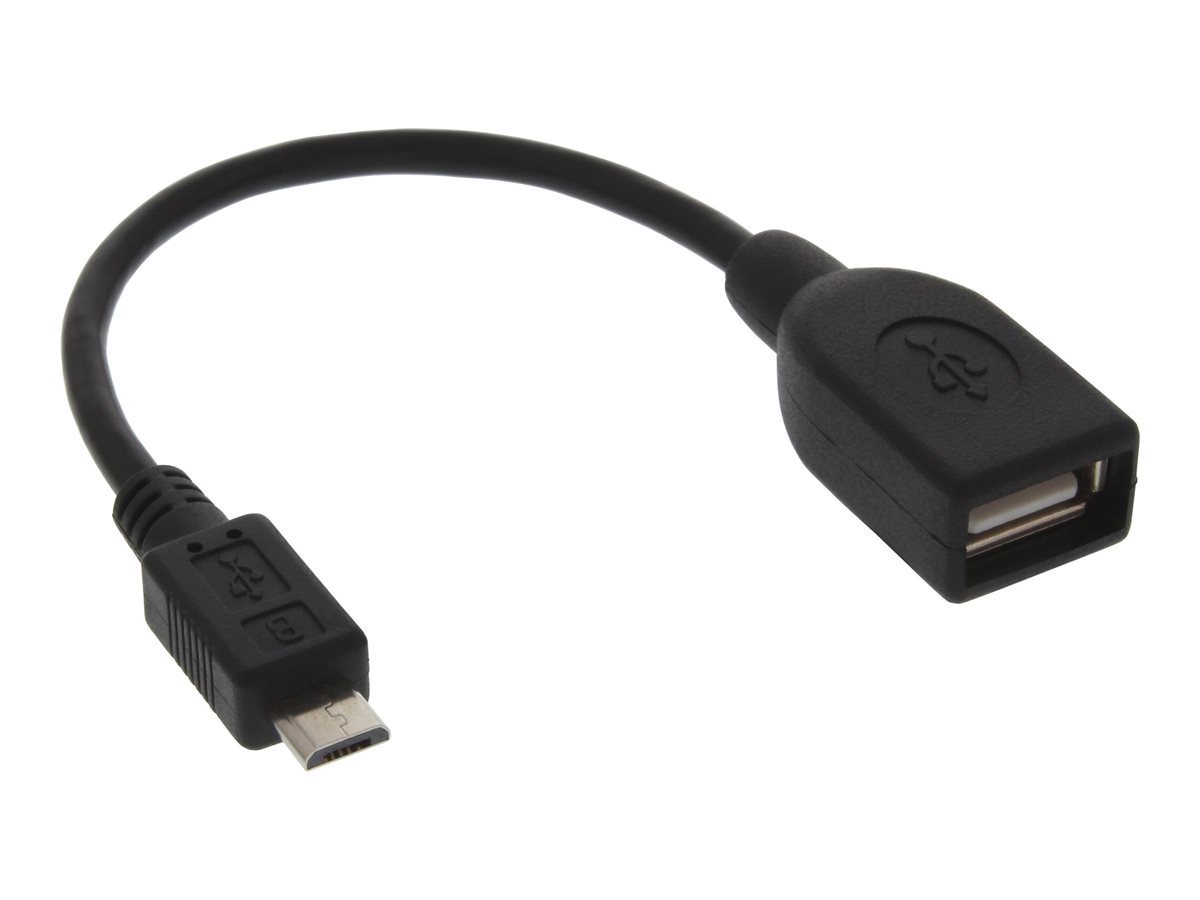 InLine Micro-USB OTG Adapterkabel Micro-B Stecker an USB A Buchse 15 cm Schwarz