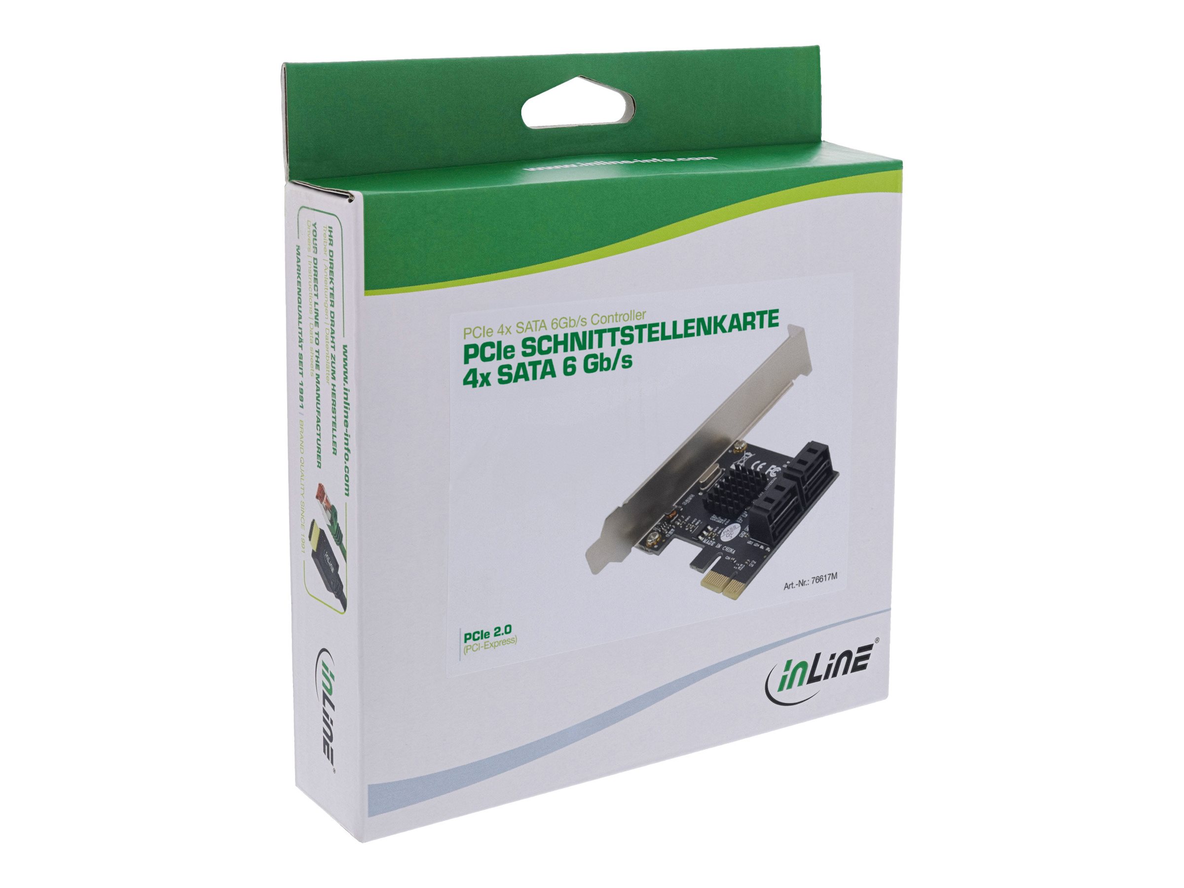 InLine 76617M Speicher-Controller 4x SATA 6Gb/s PCIe 2.0 Silber