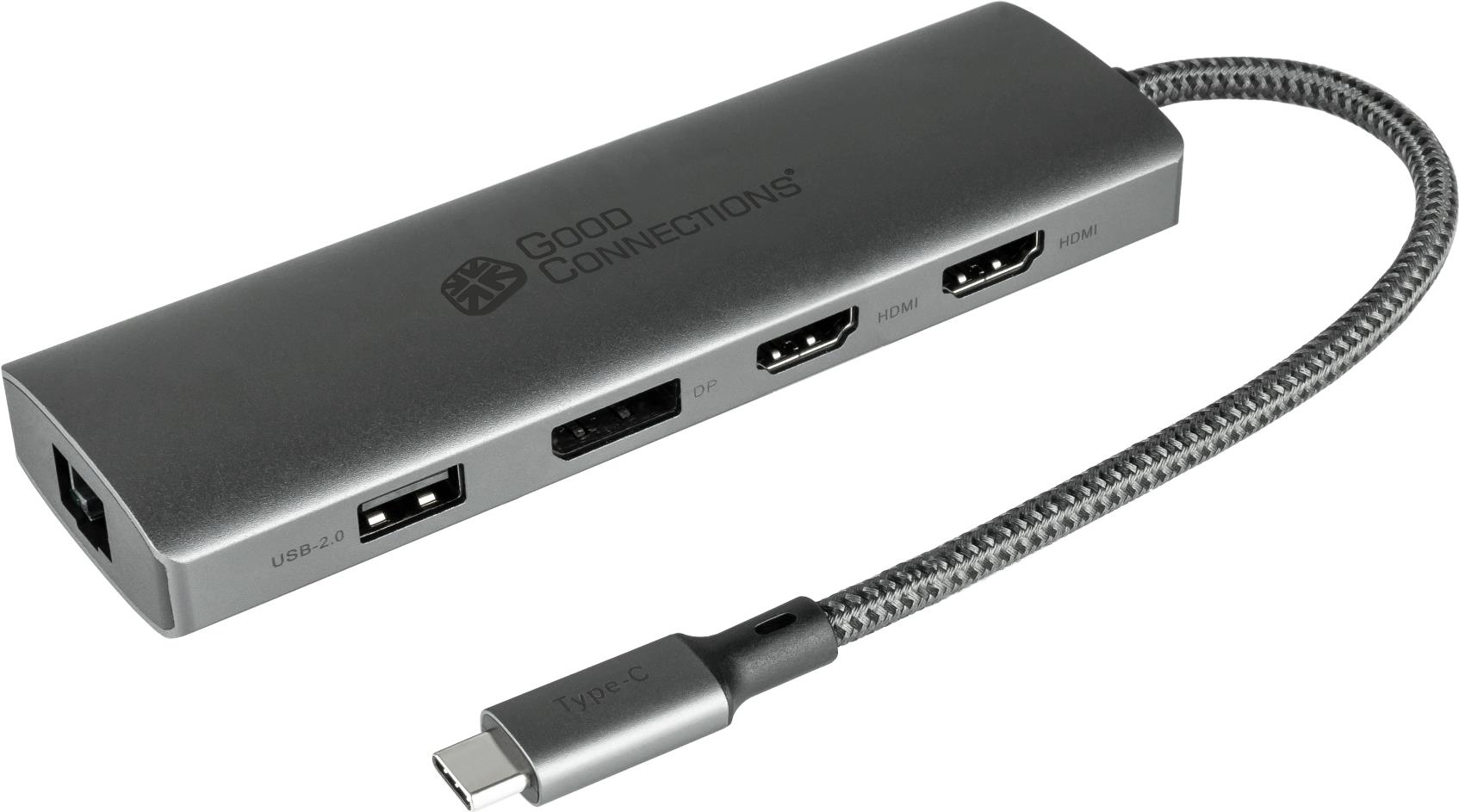 Good Connections USB-C -Hub 10-Port 2x HDMI 2.0 1x DP PD 96W USB 3.0 A 2. (HUB-C001A)