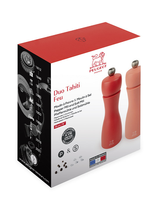 Peugeot Saveurs Tahiti Salz- und Pfeffermühlen-Set 15 cm Koralle, Rot