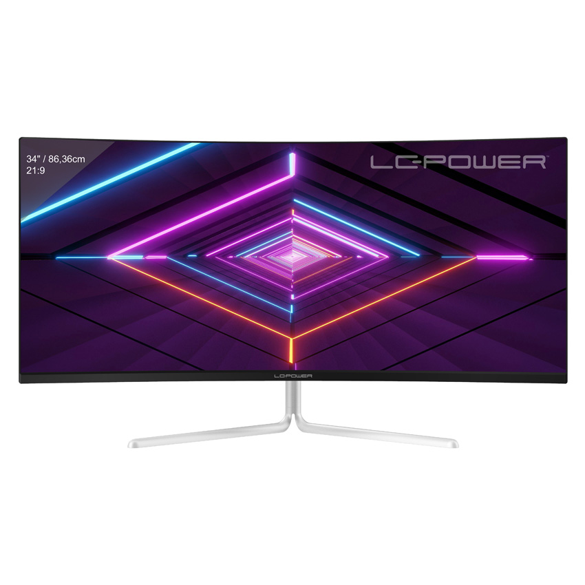 LC-Power LC-M34-UWQHD-100-C-V3 Curved Monitor 34" UltraWide Quad HD 100 Hz VA Weiß, Silber