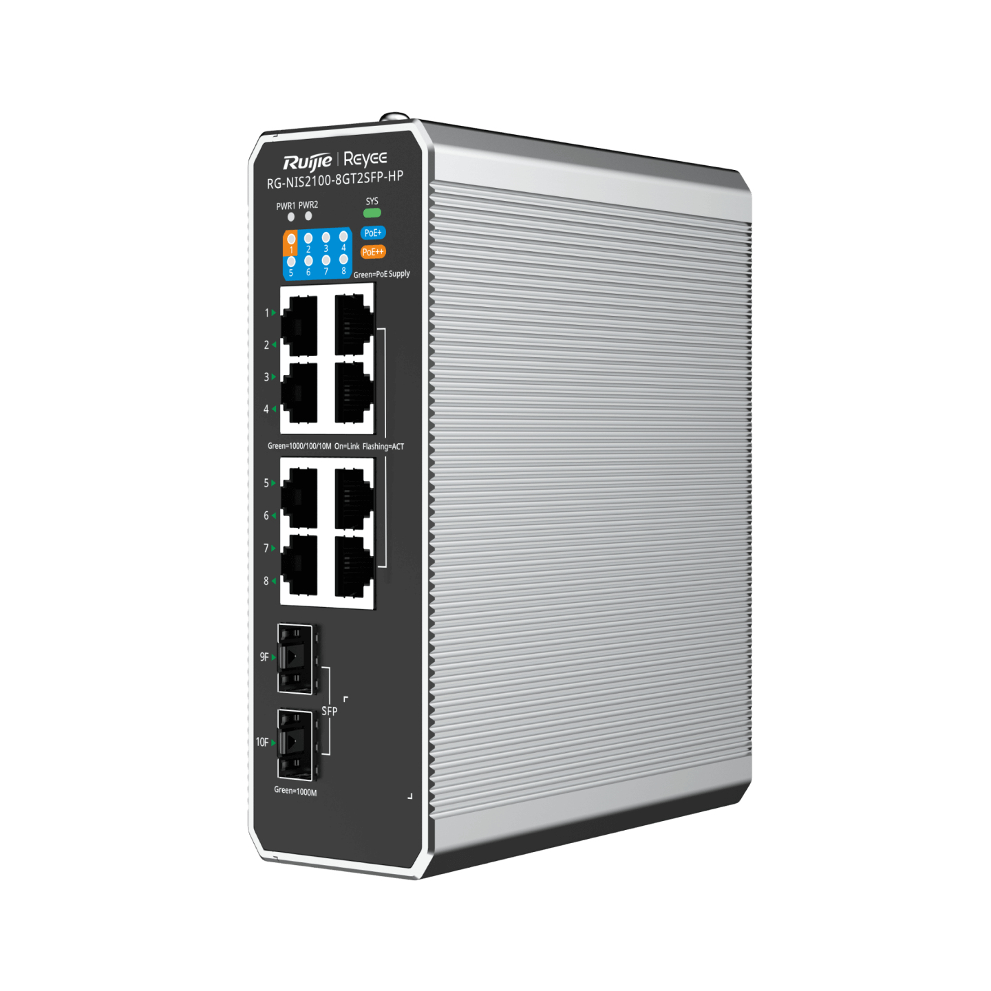 Ruijie RG-NIS2100 RG-NIS2100-8GT2SFP-HP Managed Switch Schwarz, Edelstahl