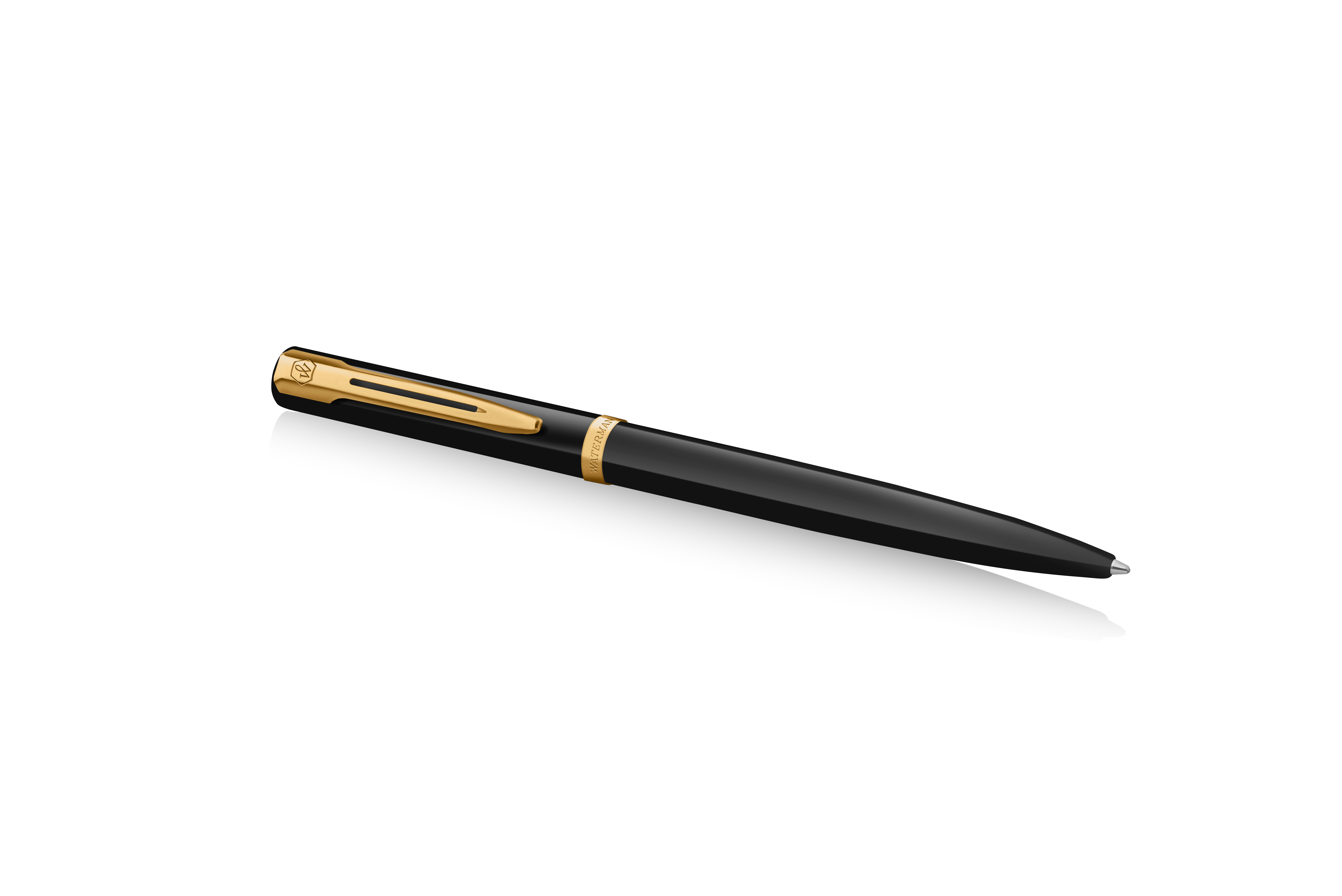 WATERMAN Impression Kugelschreiber Schwarz Lack GT Medium Blau Geschenkbox