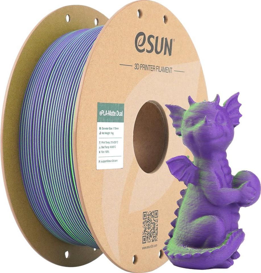 PLA MATTE DUAL 1,75mm GREEN PURPLE 1kg ESUN 3D FILAMENT (PLA-MTD175B-GZ1P1)