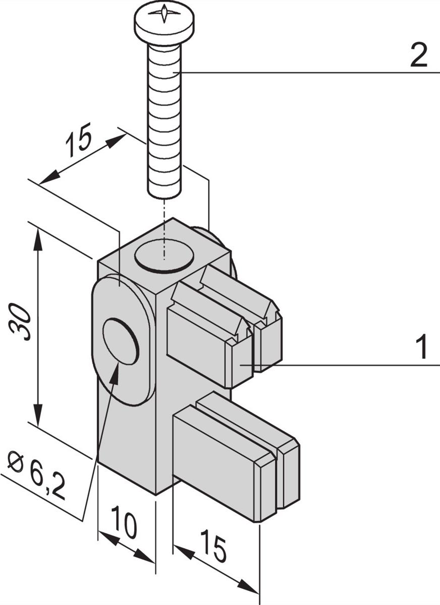 SCHROFF Befestigung mit Isolieranschlag für Stromschiene 1-, 2-polig - BEFEST.ANSCHLAG STROMSCH.4ST (20100030)