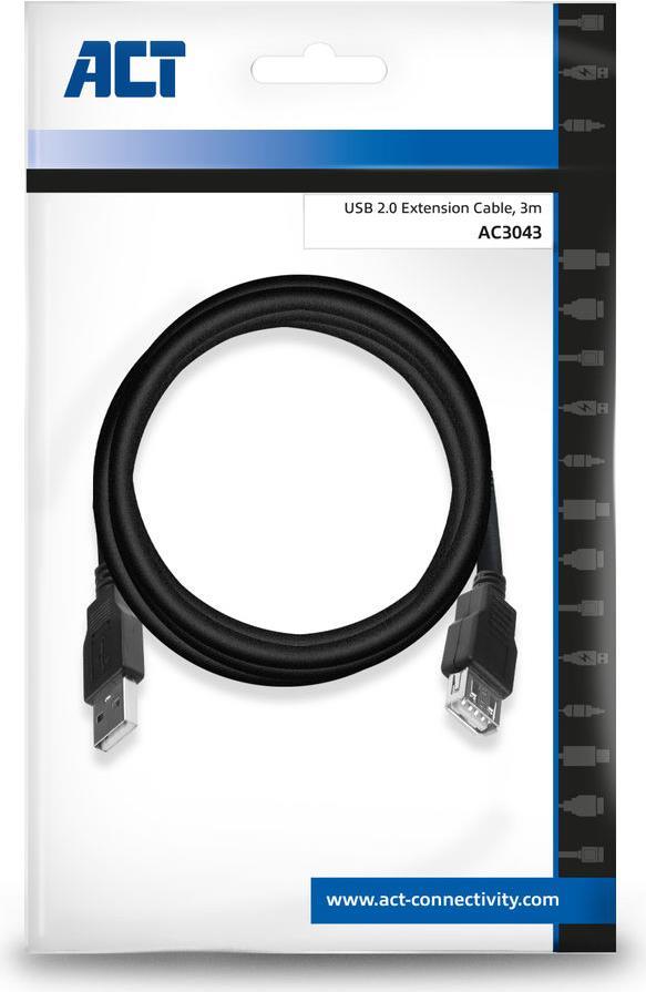 ADVANCED CABLE TECHNOLOGY ACT AC3043 USB Kabel 3 m USB 2.0 USB A Schwarz (AC3043)